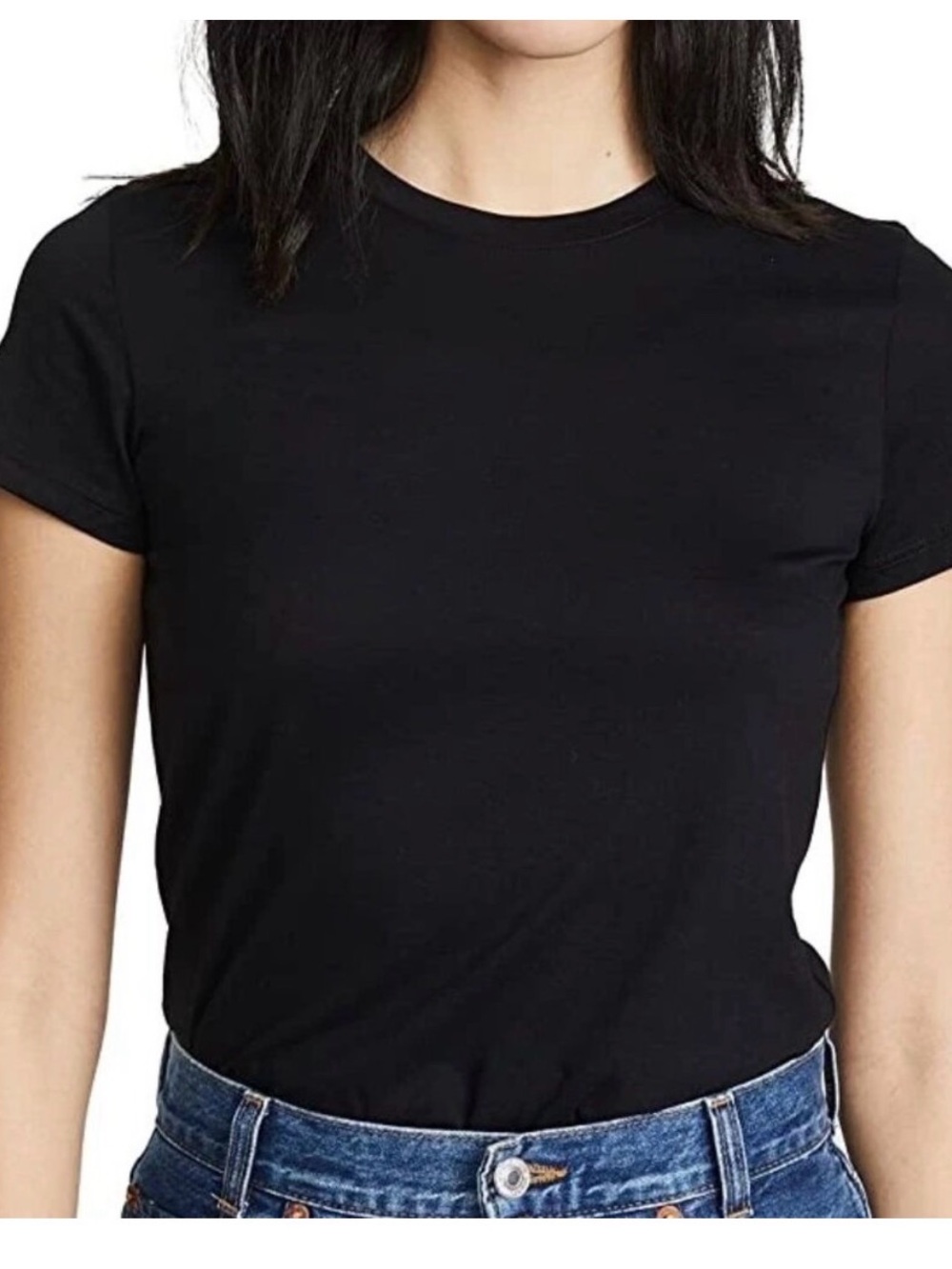 Vince Pima Cotton Modal Crew Neck T-Shirt Black XS